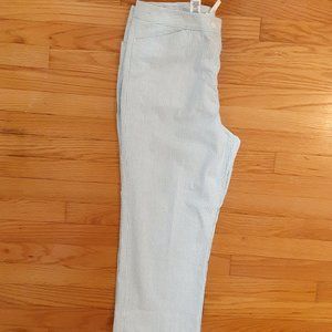 Jones New York Blue Capri Pants 14 Stretch Seersucker Crop, Ankle Pants